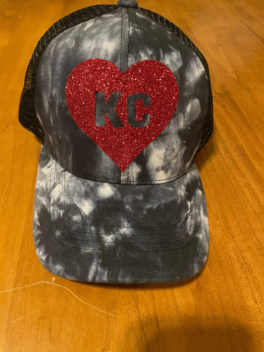 KC Glitter Red Heart Trucker Hat