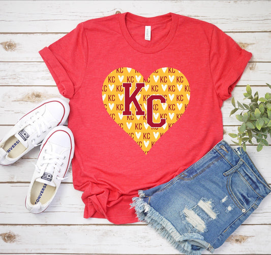 Kansas City Football Heart T-shirt