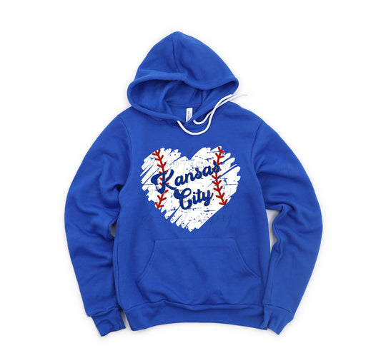 Kansas City Baseball Stitched Heart Sweatshirt