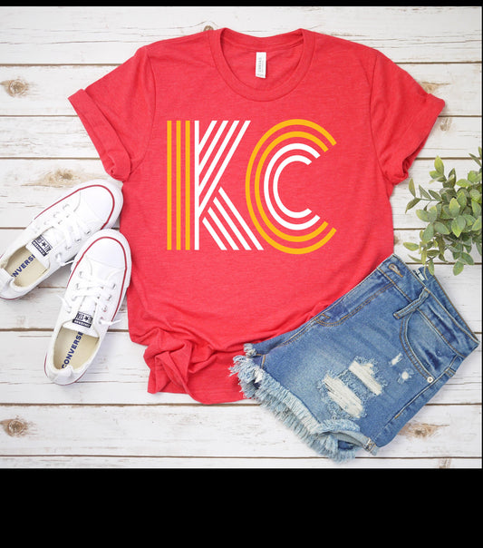 Retro Lined Kansas City Football T-shirt