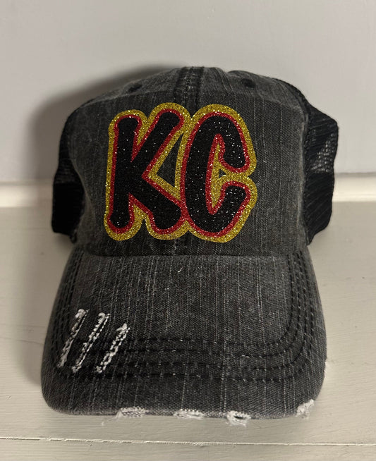 KC Football Glitter Red and Gold Hat