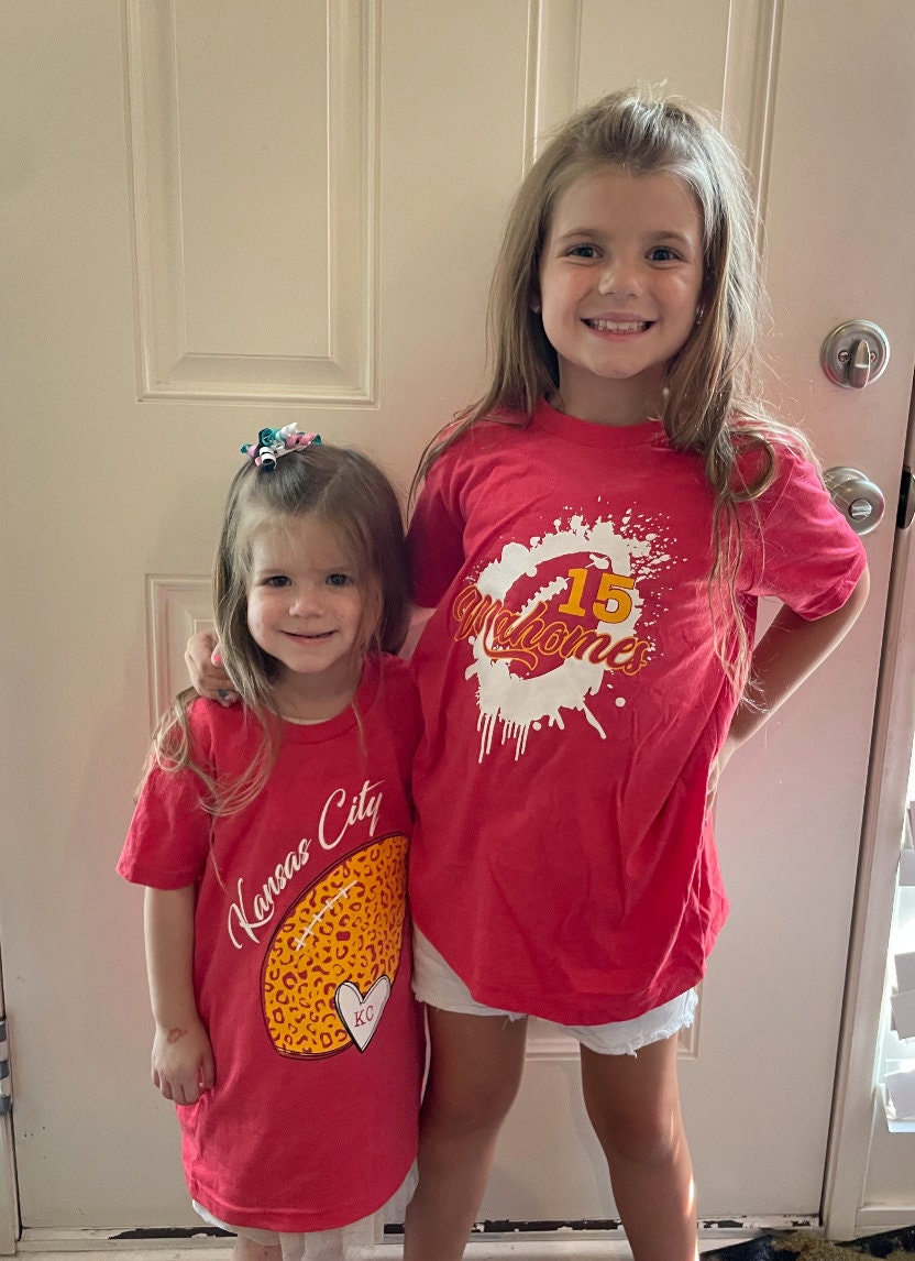Kids Kansas City Leopard Print Football T-shirt
