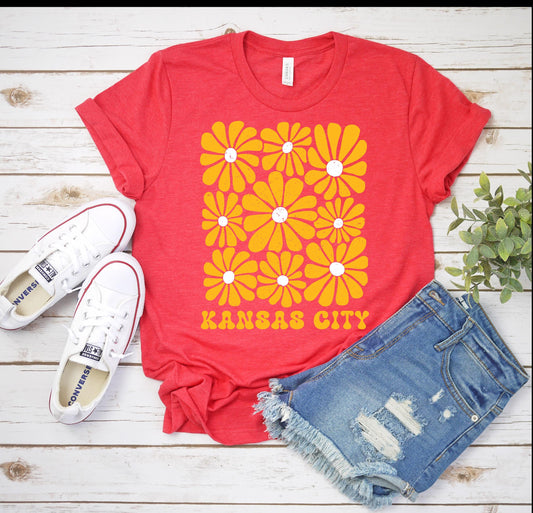 Kansas City Football Daisies T-shirt