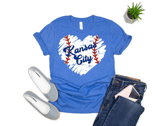 Kansas City Stitched Heart Baseball T-shirt