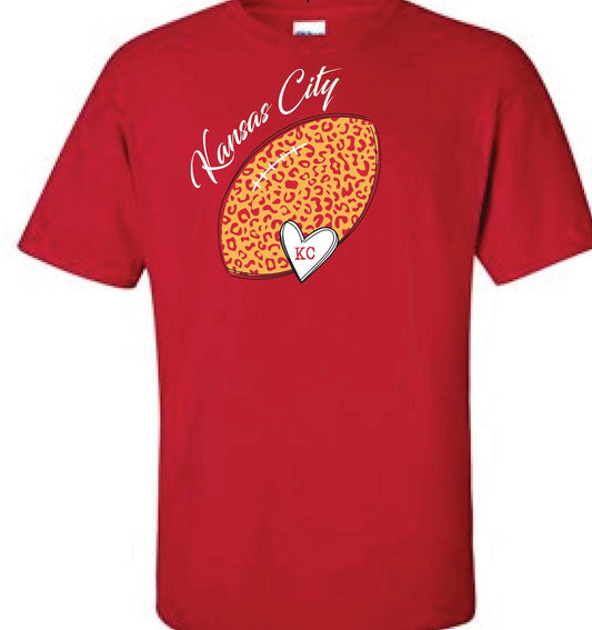Kansas City Leopard Print Football T-shirt