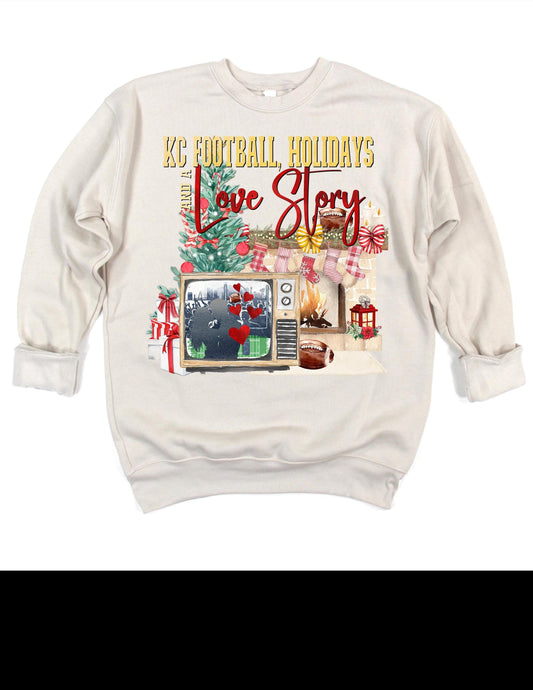 KC Holiday Love Story Taylor and Travis Christmas Crewneck Sweatshirt