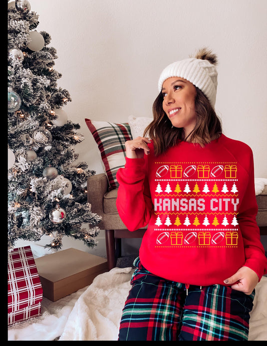 Ugly Sweater Kansas City Football Crewneck Sweatshirt
