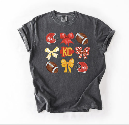 Kansas City Football Coquette, Helmet, Footballs  T-shirt