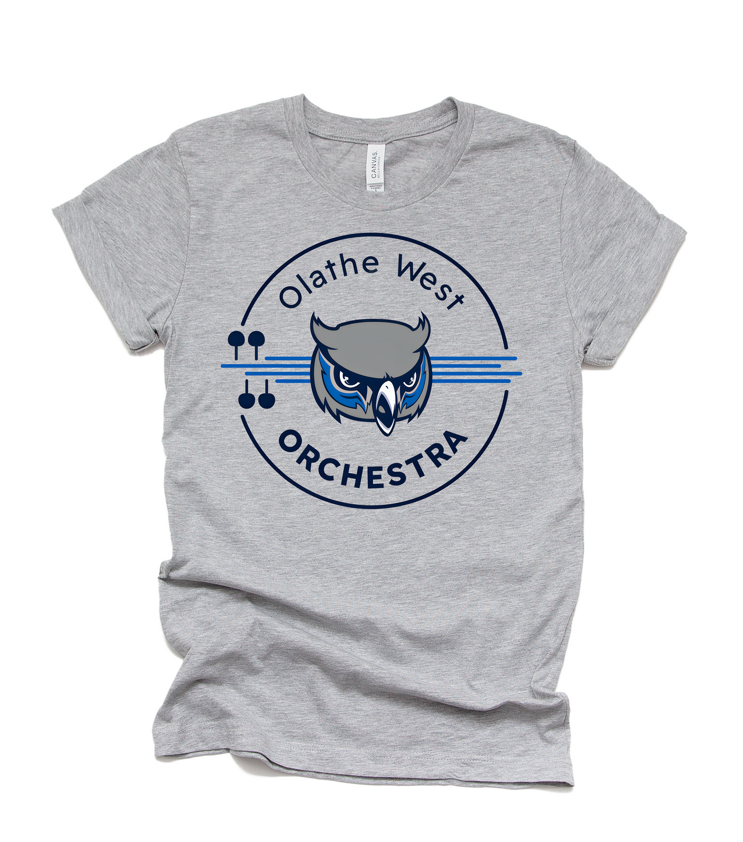 Olathe West Orchestra T-shirt with Circle Logo