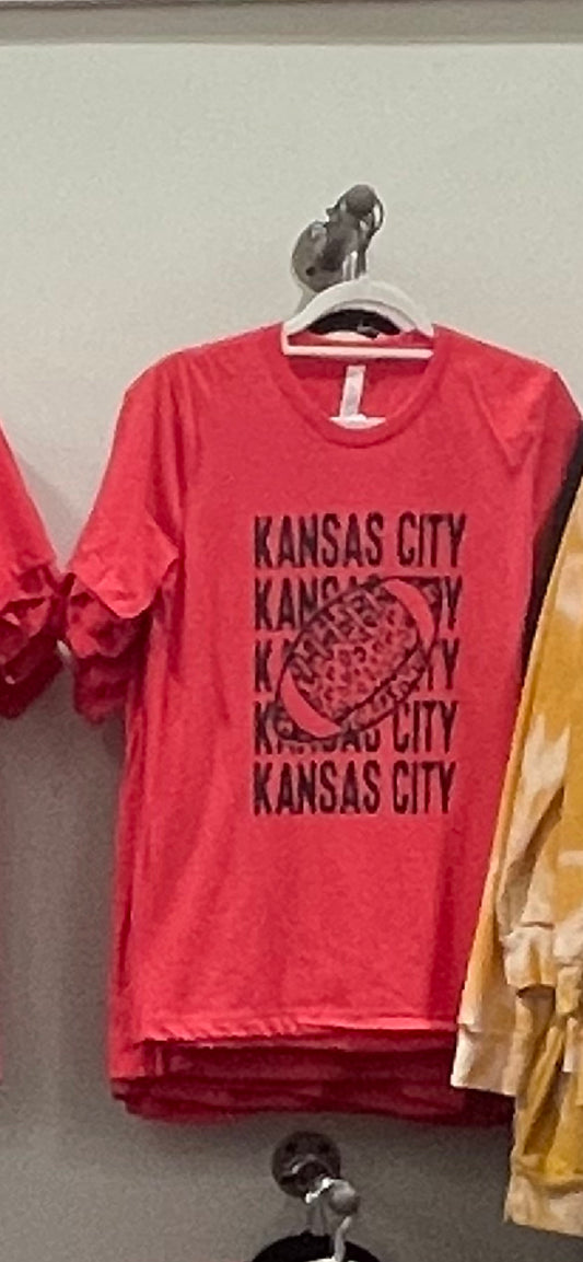 Kansas City Stacked Football T-shirt
