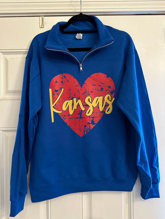 KU Heart Quarter Zip Sweatshirt