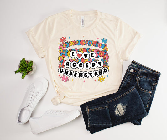Love Accept Understand, Autism Friendship Bracelet Tee, Autism Awareness Tee, Autism Mama Tee, Autism Advocate Tee, Neurodiversity Tee
